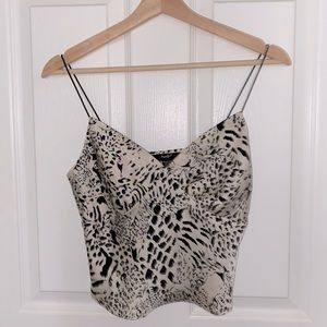 Silk satin leopard cheetah print bustier crop top